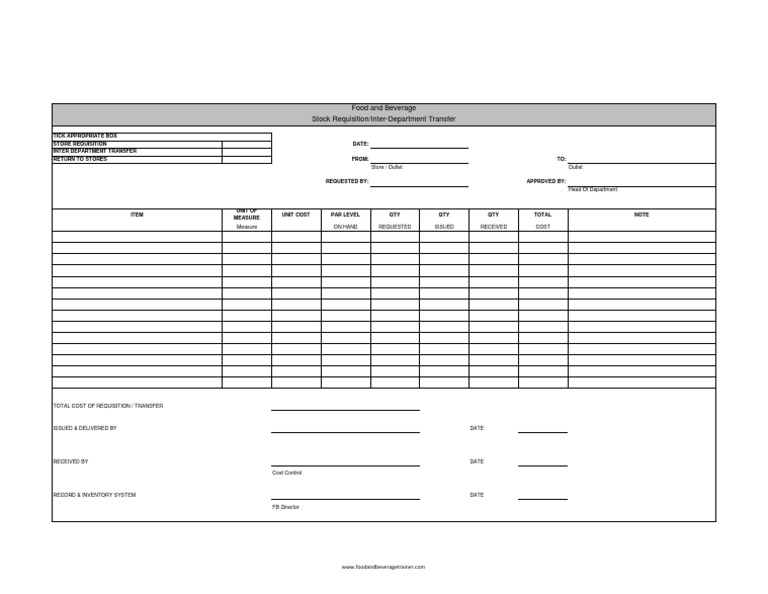 Streamlining Food and Beverage Stock Requisitions and Inter-Department ...