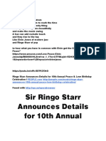 Sir Ringo Starr Announces Details For 10th Annual