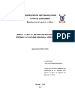 Manual Técnico Del Método de Explotación Shrinkage Stoping y Factores Que Inciden A La Hora de Su Elección PDF
