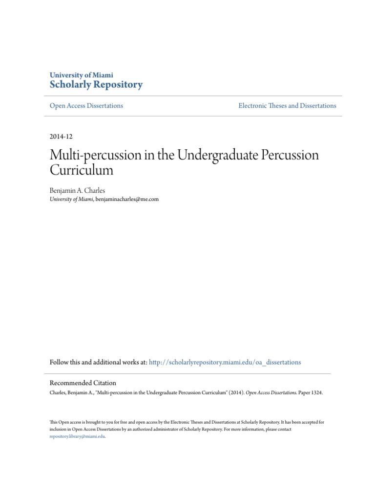 Multi-Percussion in The Undergraduate Percussion Curriculum PDF | PDF ...