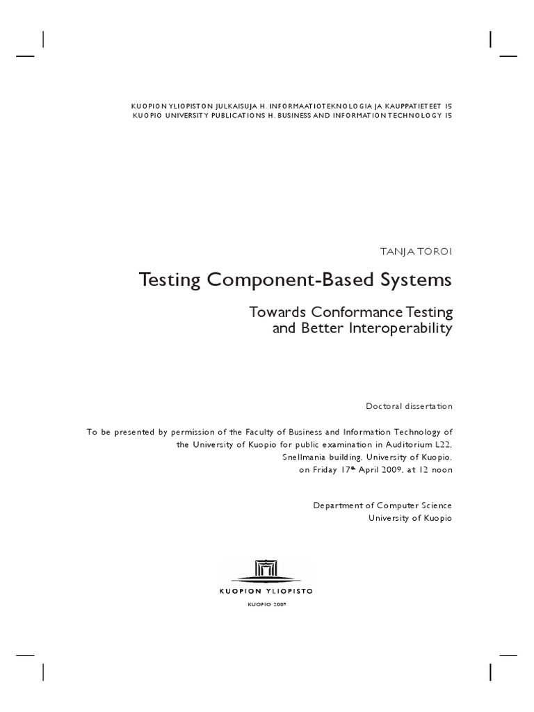 Testing ComponentBased Systems PDF Component Based Software