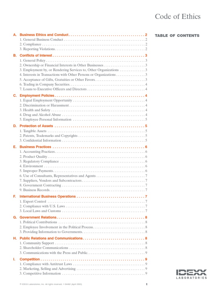 Code of Ethics | PDF | Trade Secret | Intellectual Property