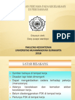 Pertolongan Pertama Pada Kecelakaan Di Perusahaan: Fakultas Kedokteran Universitas Muhammadiyah Surakarta 2018