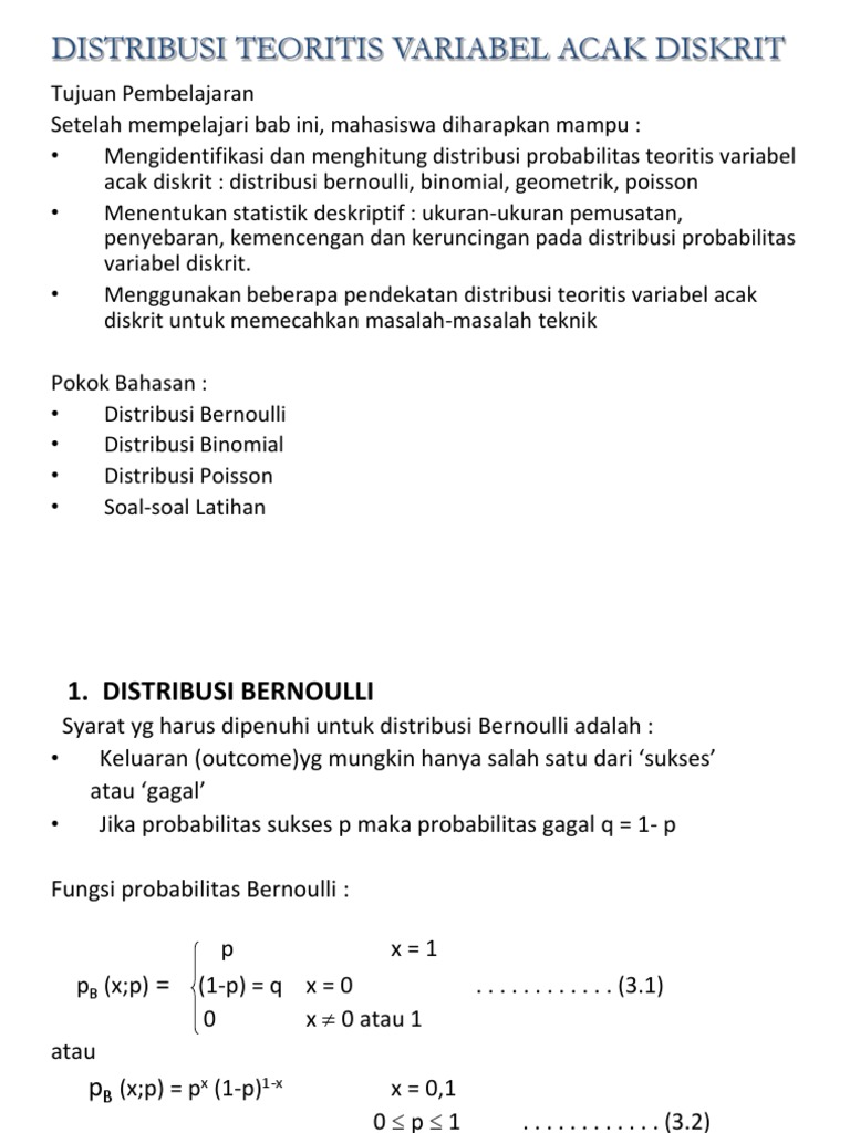26 Contoh Soal Distribusi Bernoulli Dan Jawabannya Kumpulan Contoh Soal