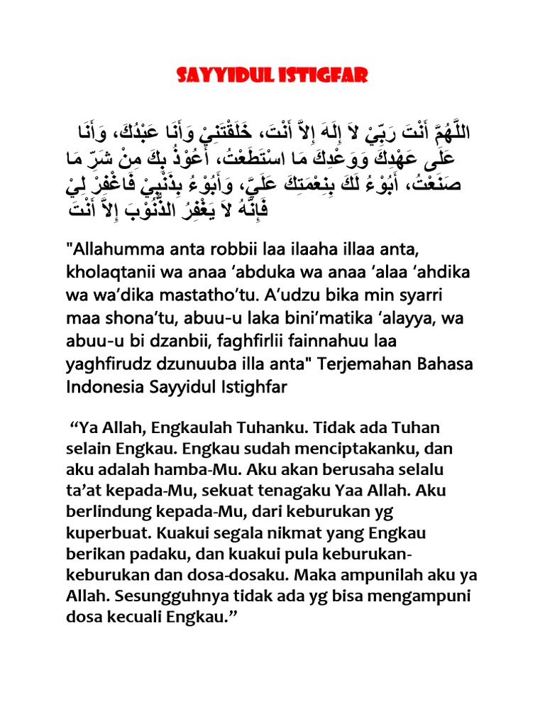 Sayyidul Istigfar Docx