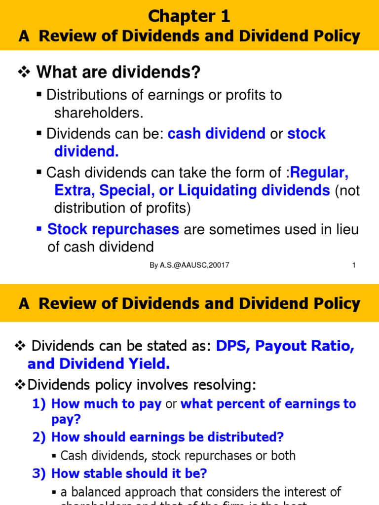 Overview of Dividend Policies and Theories | PDF | Share Repurchase ...
