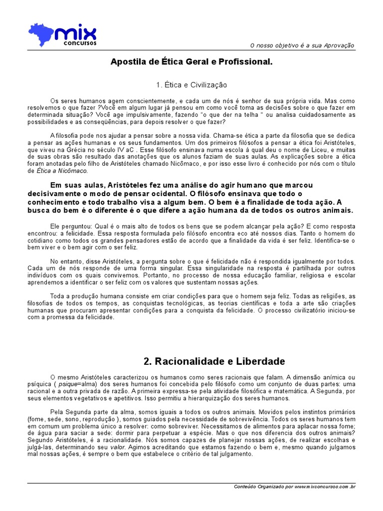Apostila de Ética Geral e Profissional | PDF | Moralidade | Humano