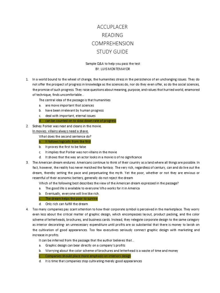 Free Printable Accuplacer Study Guide Templates Printable Download