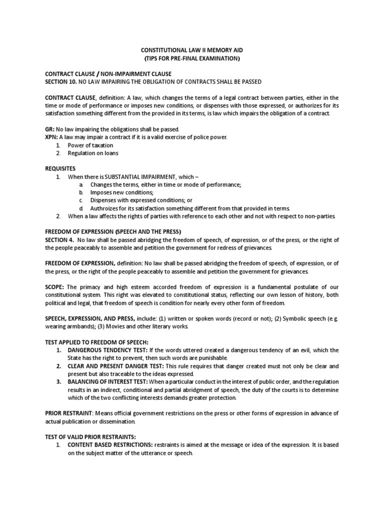 Constitutional Law II Exam Guide | PDF | First Amendment To The United ...