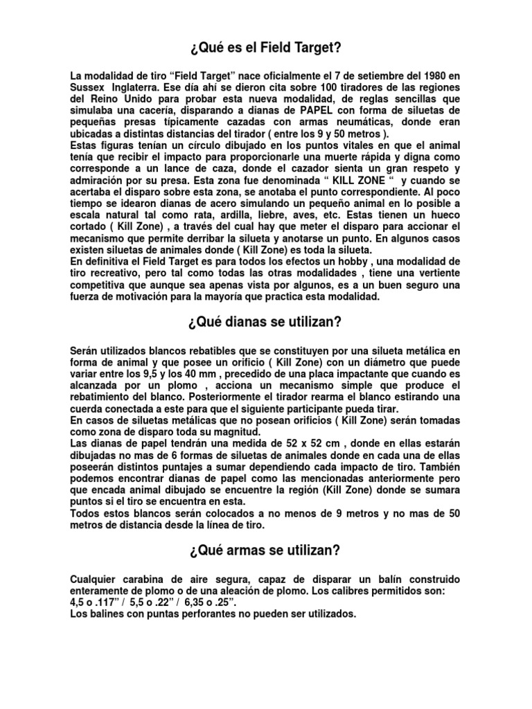 Introducción al Field Target: Reglas y Equipos | PDF | Armas de fuego ...