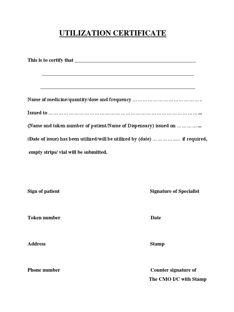 CGHS Utilization Certificate Format | PDF