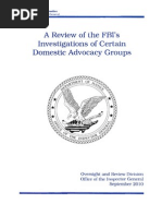 A Review of the FBI's Investigations of Certain Domestic Advocacy Groups