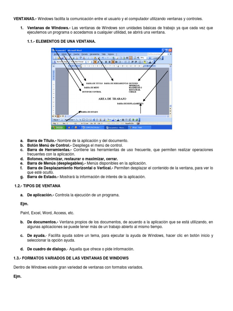 Botones y Tipos de Ventanas en Windows | PDF | Ventana (informática ...