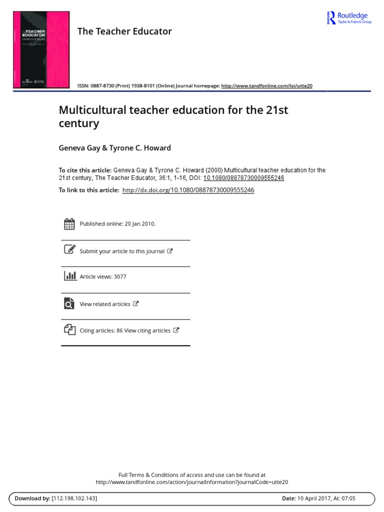 Multicultural Teacher Education For The 21st Century | PDF | Teachers ...