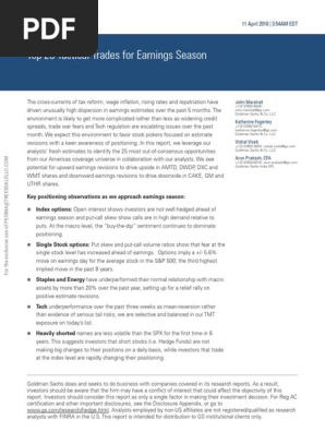 Goldman Sachs Derivatives Research Top 25 Tactical Trades For Earnings Season Goldman Sachs Option Finance