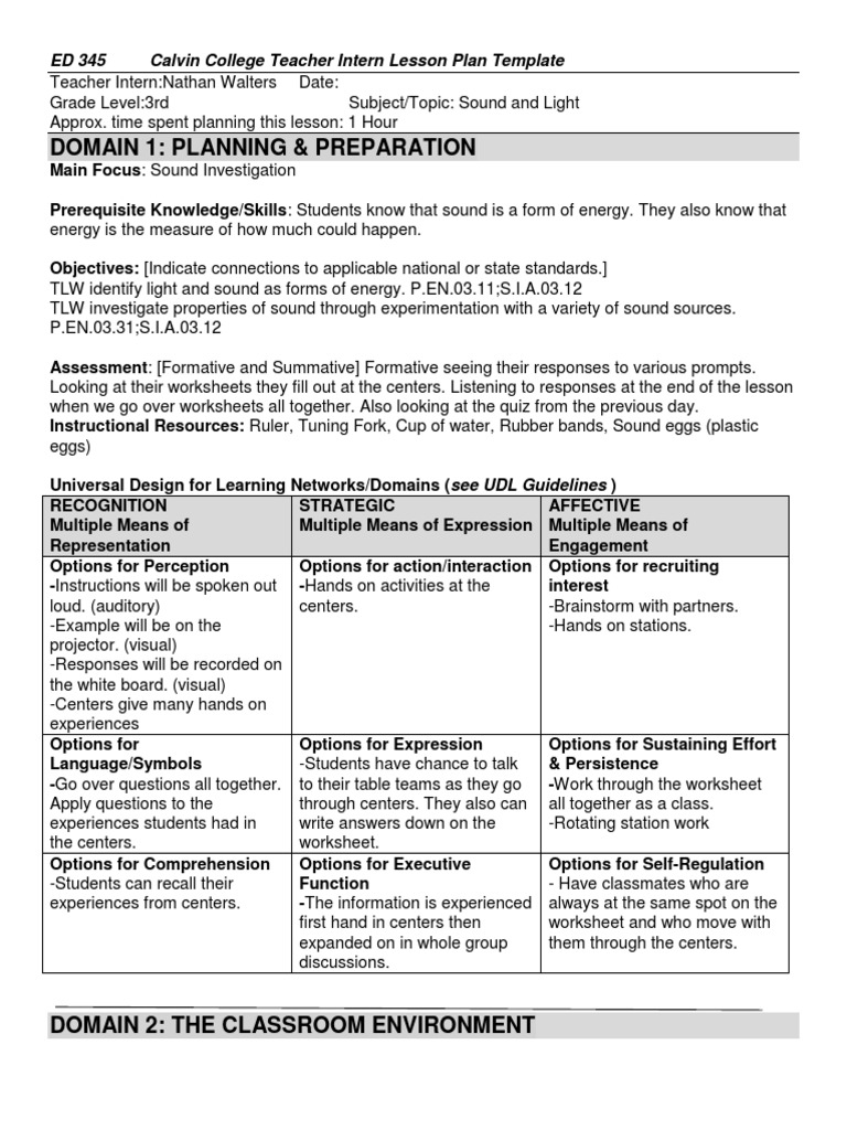 3rd Grade Sound and Light Lesson Plan | PDF | Sound | Reading Comprehension
