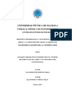 Análisis Comparativo Económico de Una Vivienda de Estructura de Acero y Una de Estructura Convencional