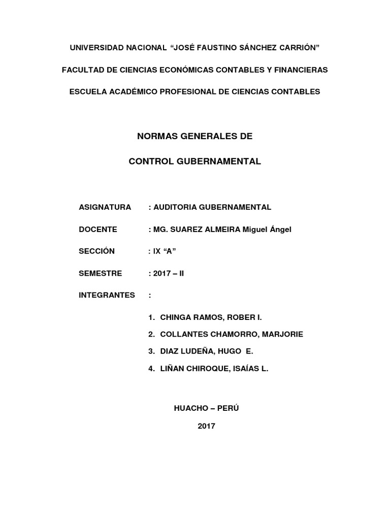 Normas de Control Gubernamental 2017 | PDF | Gestión de la calidad ...
