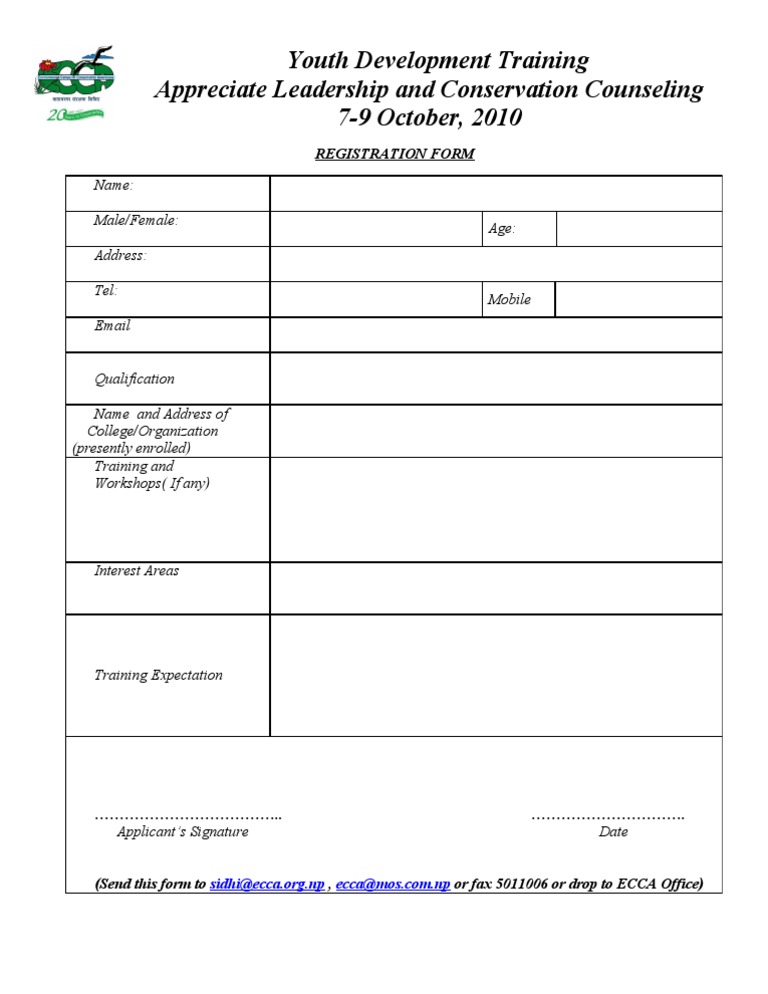 Youth Leadership Training Registration | PDF | Telecommunications