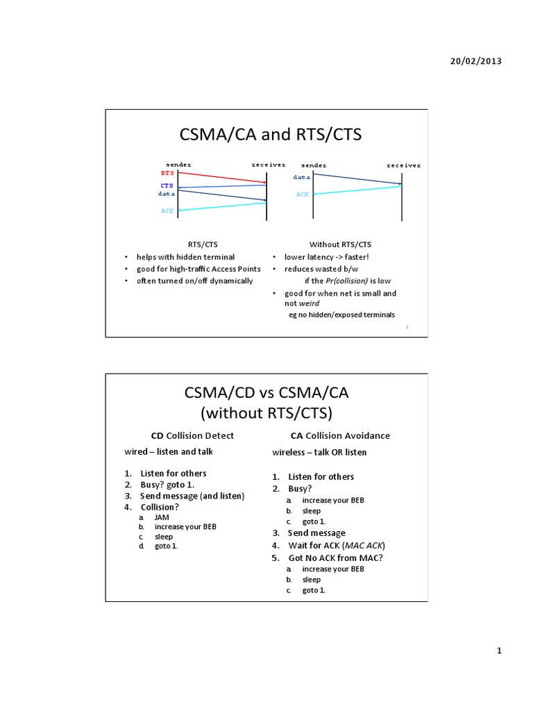Csma/Cd Vs Csma/Ca (Without RTS/CTS) | PDF | Transmission Control ...
