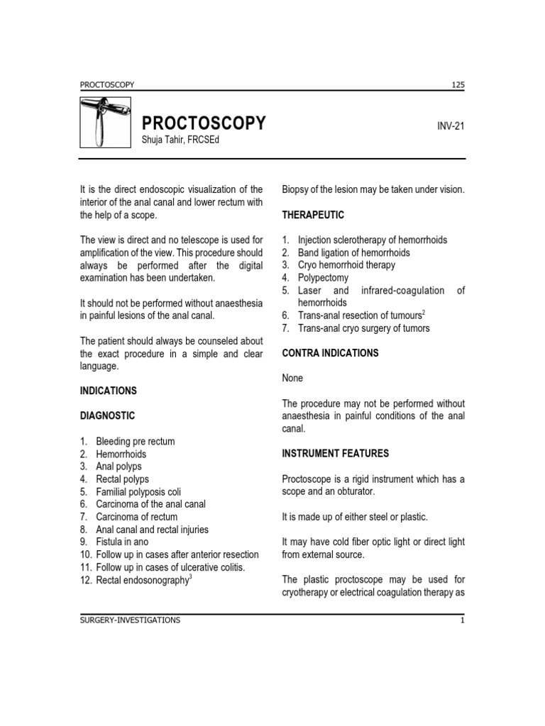 proctoscopy Hemorrhoid Rectum