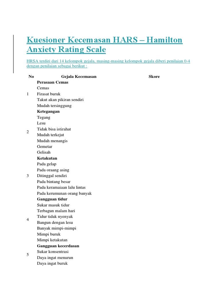 Kuisioner Hars | PDF