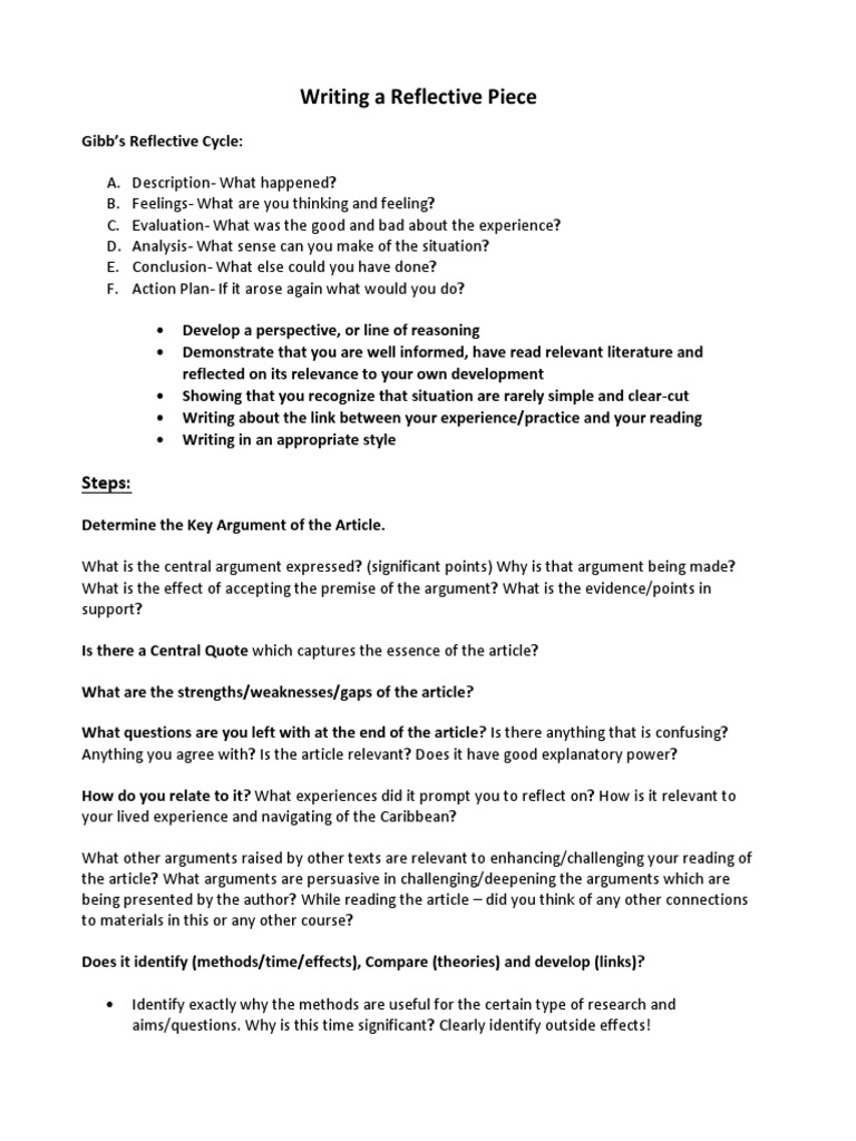 Reflective Writing Using Gibbs Cycle | PDF | Argument | Theory