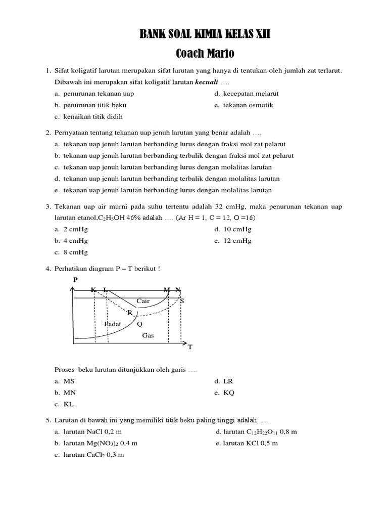Soal Kimia Farmasi Kelas 12 - sifat koligatif (soal 2) kimia kelas 12