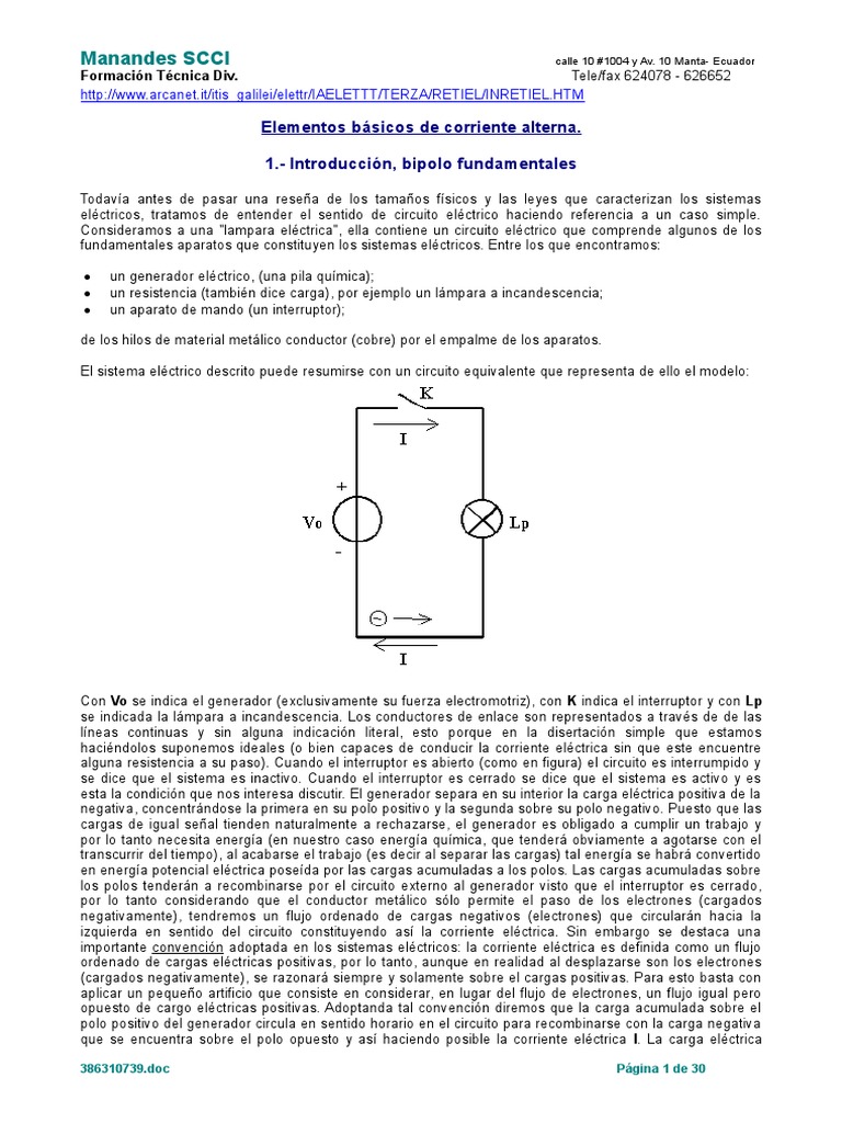 Elementos de Corriente Alterna | PDF | Energia electrica | Generador