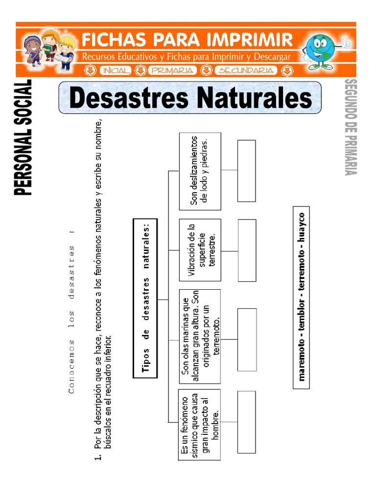 Ficha de Desastres Naturales para Segundo de Primaria | PDF