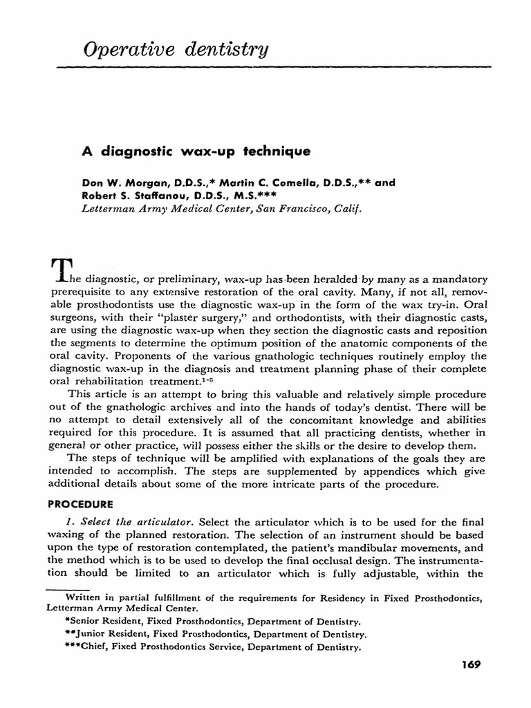 A Diagnostic Wax Up Technique PDF Dentistry Dentistry Branches