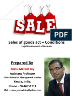 Sales of Goods Act - Conditions: Legal Environment of Business