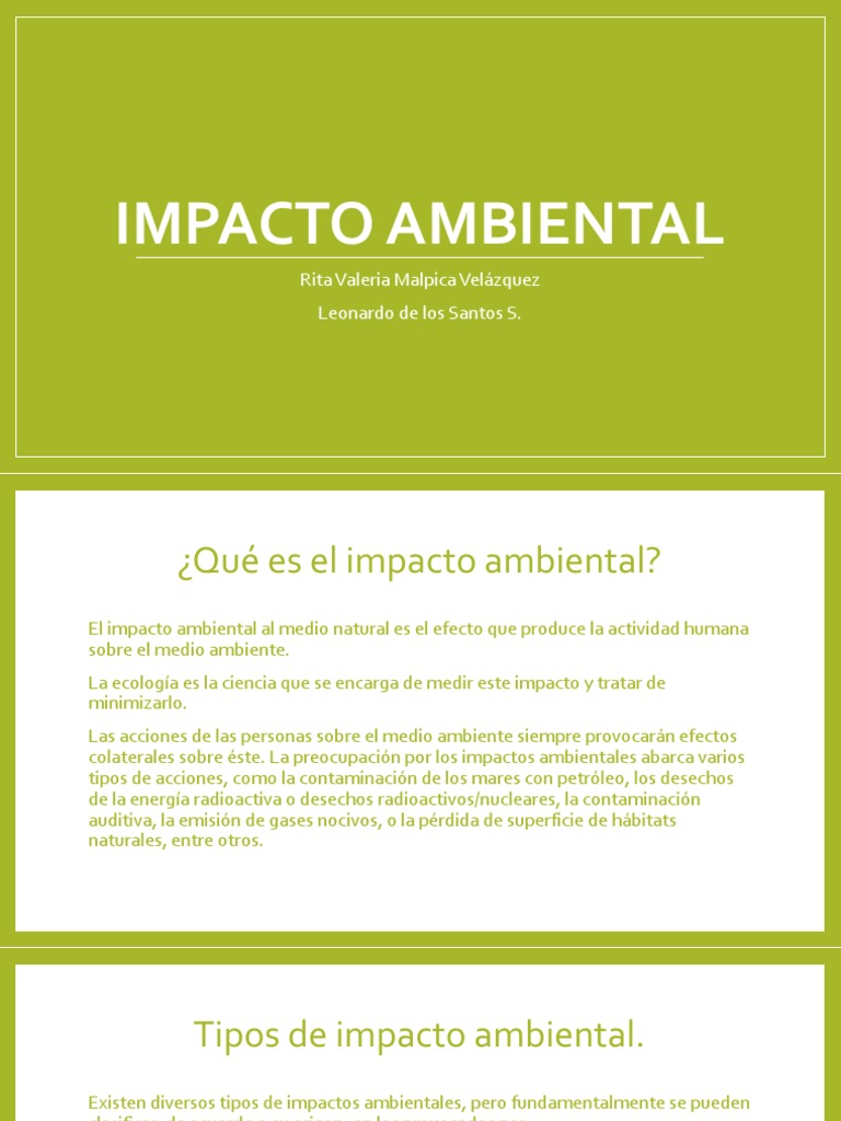 Tipos y Efectos del Impacto Ambiental | PDF | Evaluación de impacto ...
