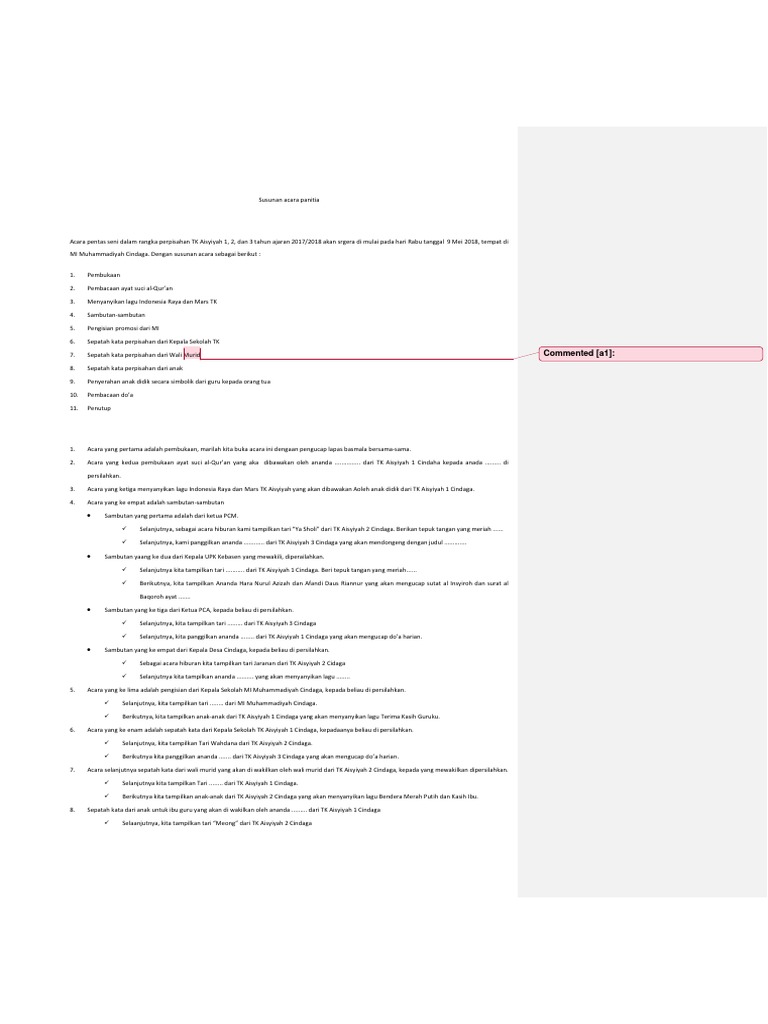 Susunan Acara Perpisahan