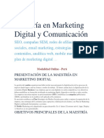 Maestría en Marketing Digital y Comunicación