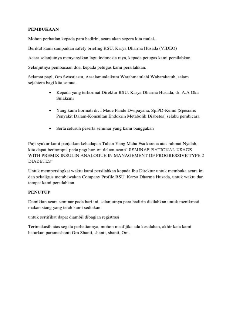 Naskah Mc Seminar Diabtes