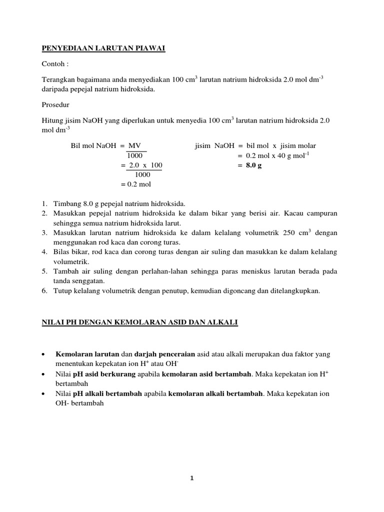 Penyediaan Larutan Piawai Pdf