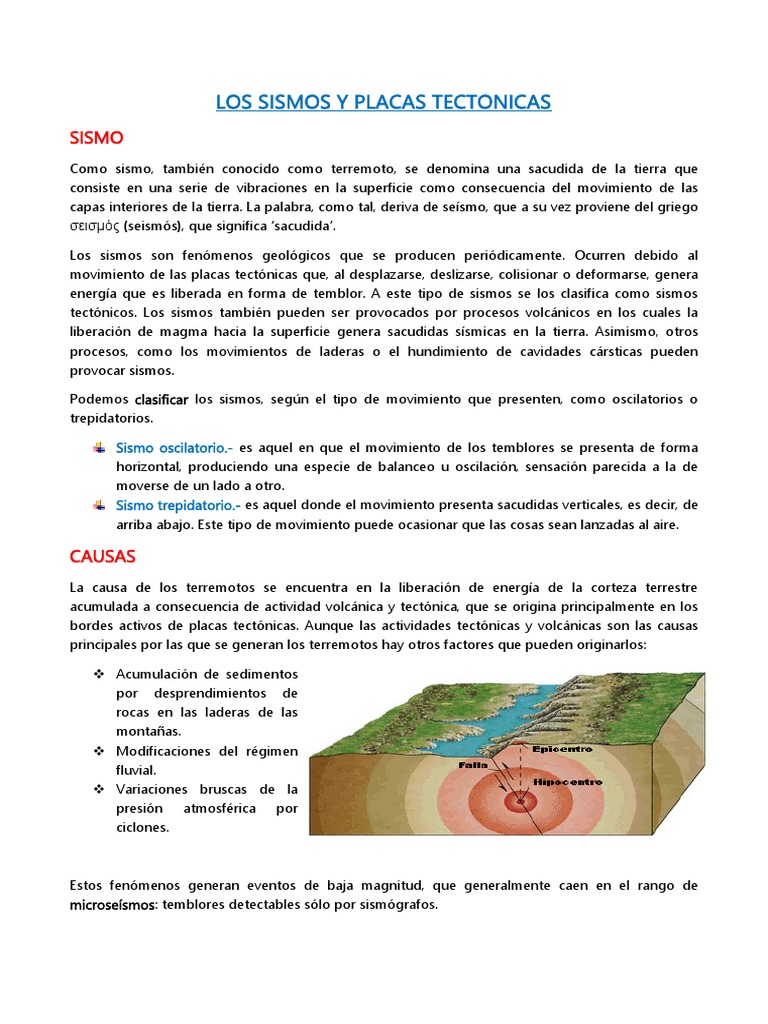 Relación entre Sismos y Placas Tectónicas | PDF | Temblores | Geología