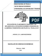 Aplicación Del Planeamiento Financiero y Su Influencia en La Situación Económica Financiera en La Empresa Transportes San Felipe s.a. Trujillo 2017