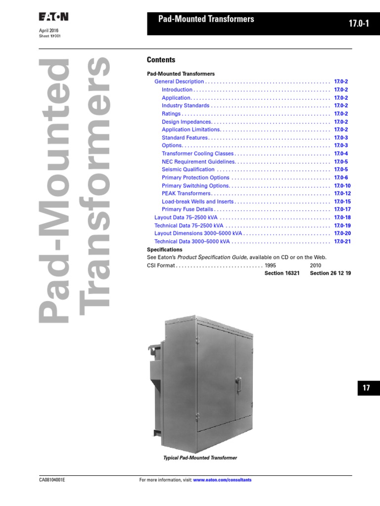 EATON Pad-Mounted Transformers PDF | PDF | Transformer | Fuse (Electrical)