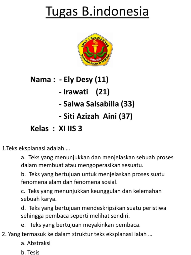 Bagian Akhirpenutup Dari Sebuah Teks  Eksplanasi  Disebut 