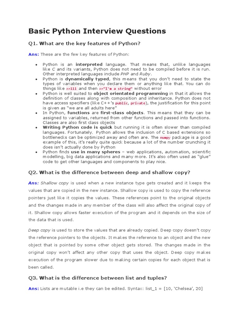 Python Interview | PDF | Python (Programming Language) | Databases