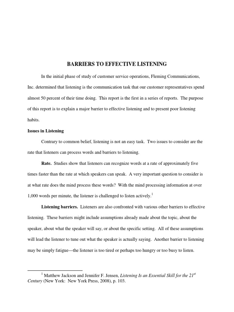 Barriers to Effective Listening | PDF | Nonverbal Communication ...
