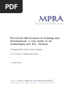 Perceived Effectiveness of Training and Development: A Case Study in STC Technologies PVT LTD., Chennai