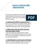 Characteristics of Effective ERP Implementation