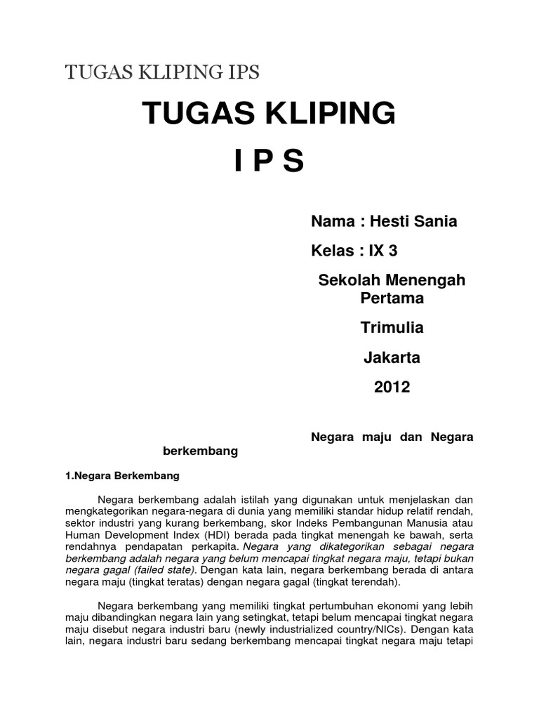 Tugas Kliping Ips Ok