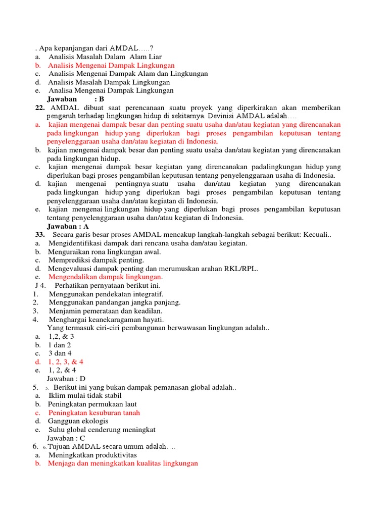 Contoh Soal Amdal