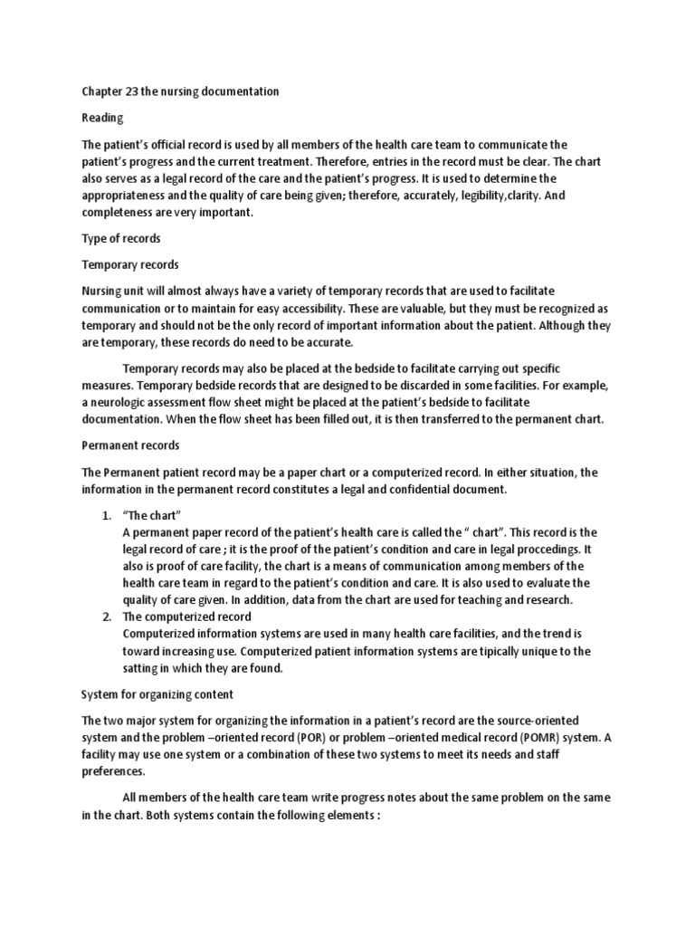 Chapter 30 The Nursing Documentation  PDF  Nursing  Patient