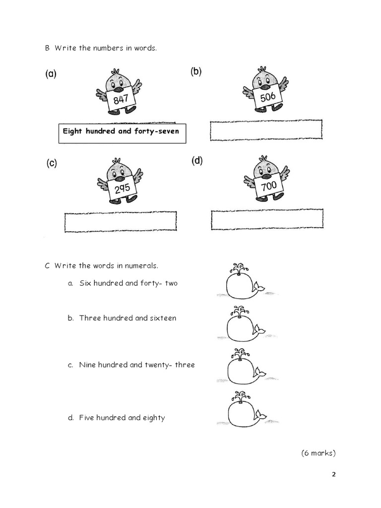 B Write The Numbers in Words.: Eight Hundred and Forty-Seven | Download ...