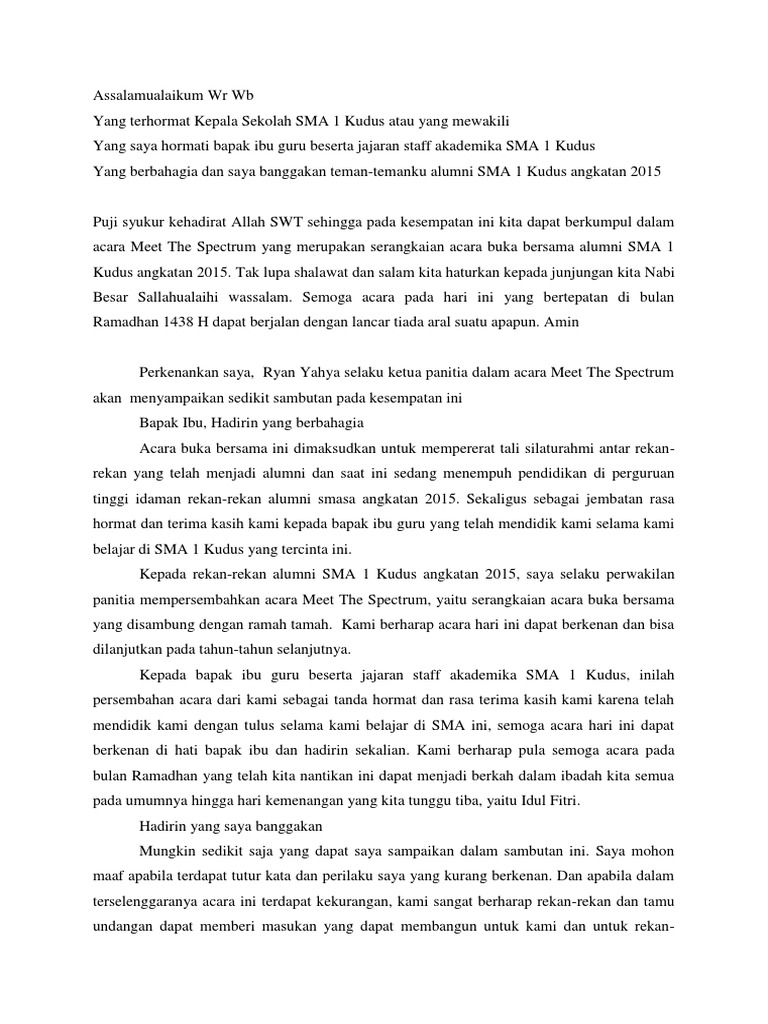 Pidato Sambutan Ketua Panitia Buber